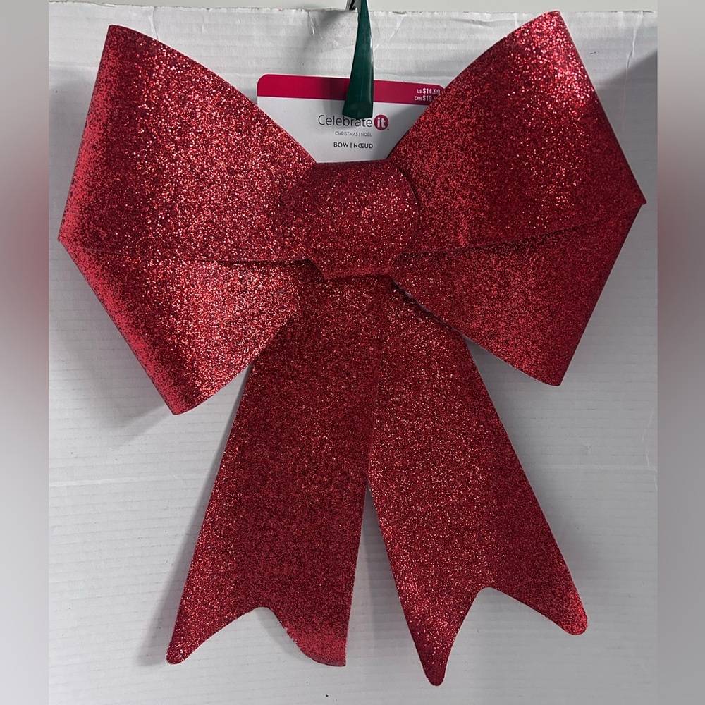 Celebrate It Red Glitter Bow 14” x 18”